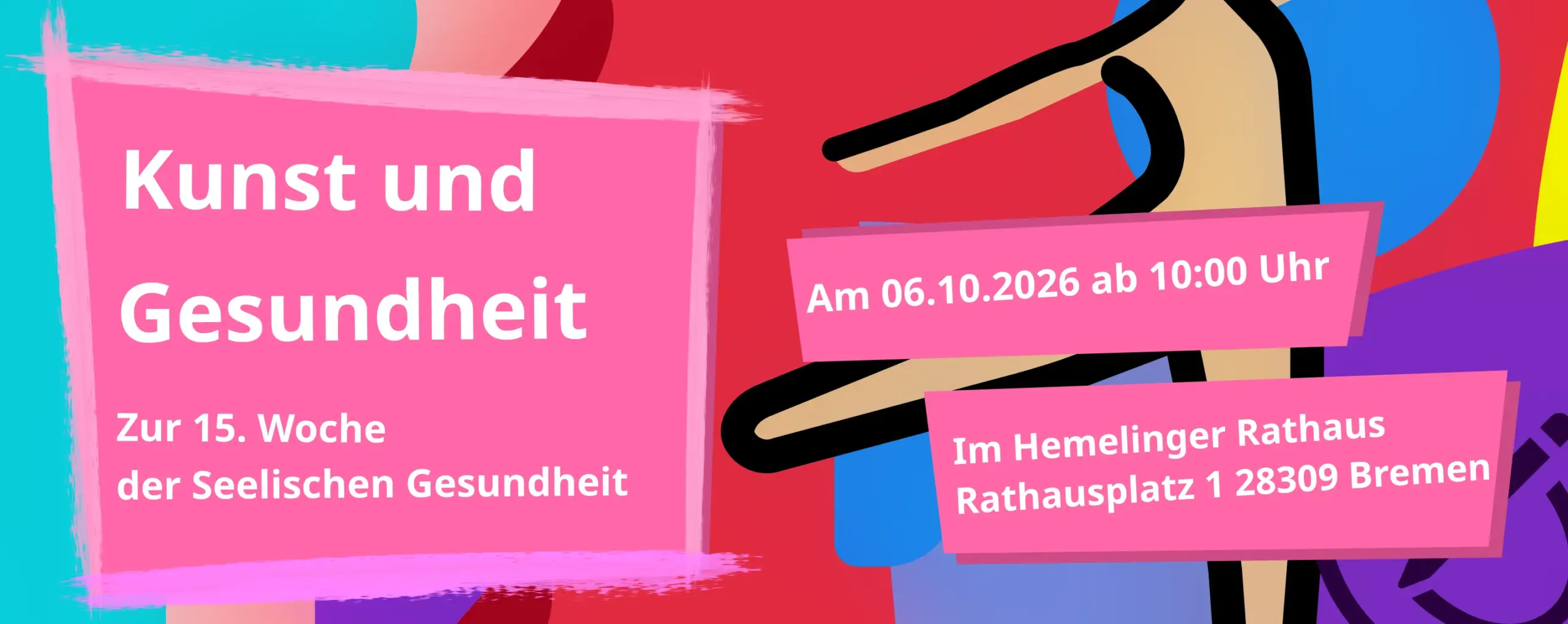 Kunst und Gesundheit - Die fünfzehnte Woche der seelischen Gesundheit. Am 06.10.2026 im alten Hemelinger Rathaus am Rathausplatz 1 in 28309 Hemelingen.